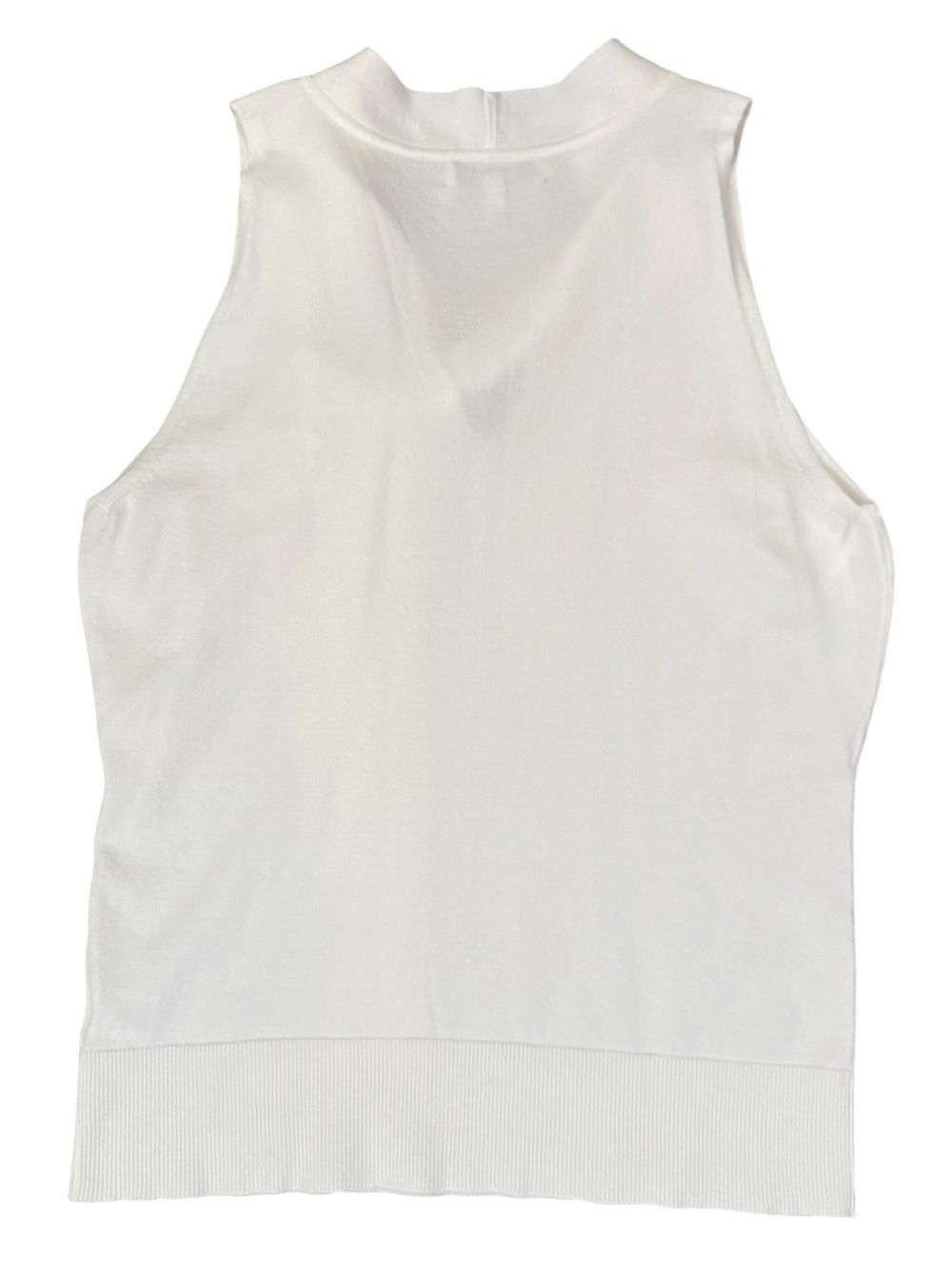 Milly Tie Neck Sleeveless Sweater Large Cream Ivory Knit Shell Top - Picture 6 of 13